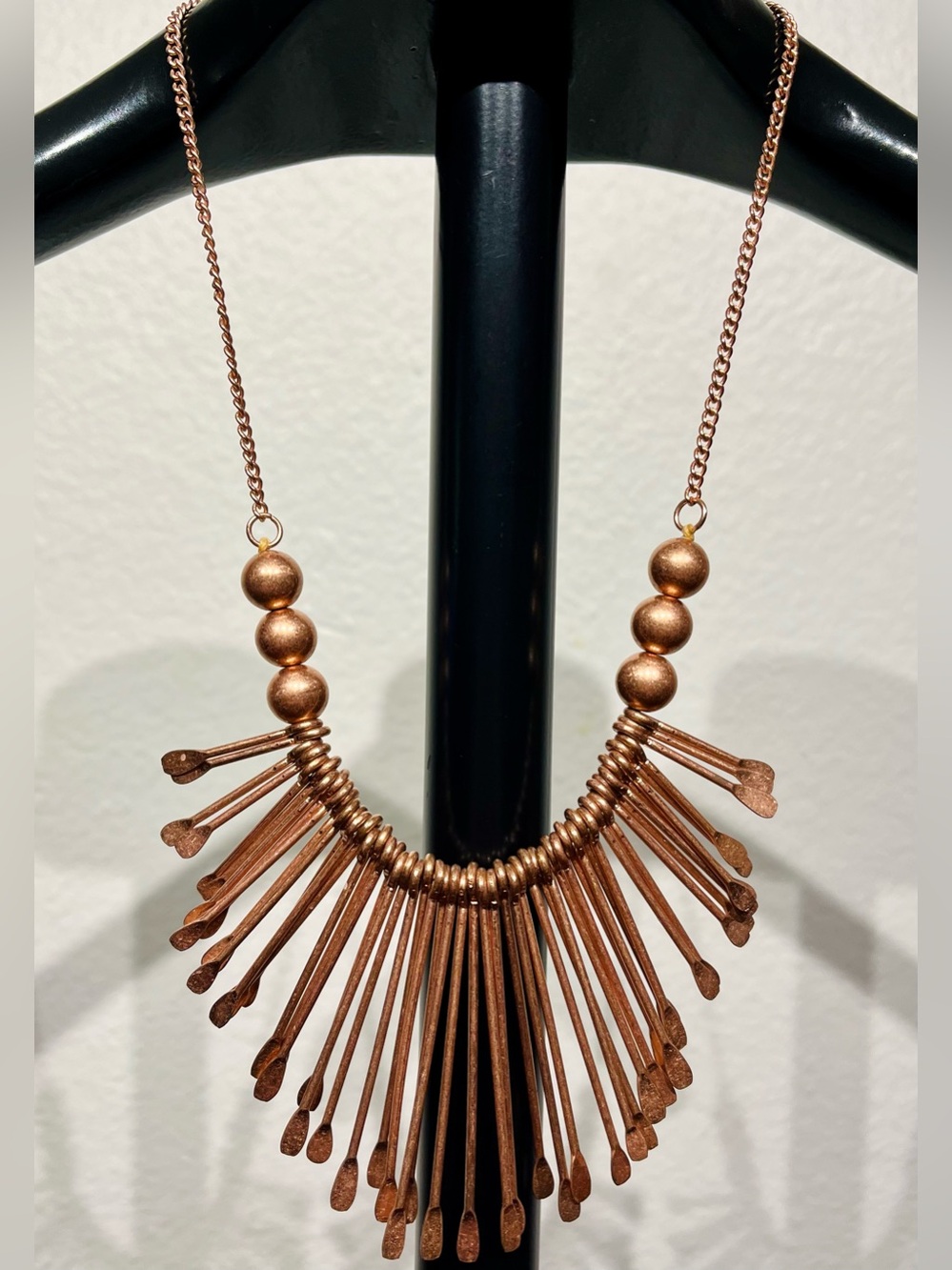 Vintage Brass and Copper Fringe Statement Necklace